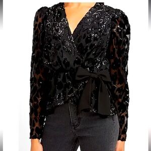 NWT* Express all black leopard print top size S